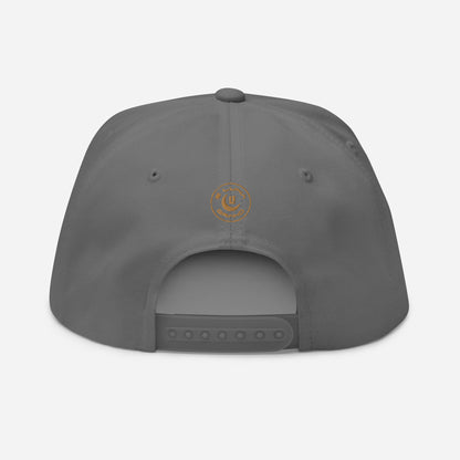 "ANG" Flat Bill Cap | Yupoong 6007 | E Luna SELECT Tricrest 3 Old Gold Thread Front, Left Side & Back Logos