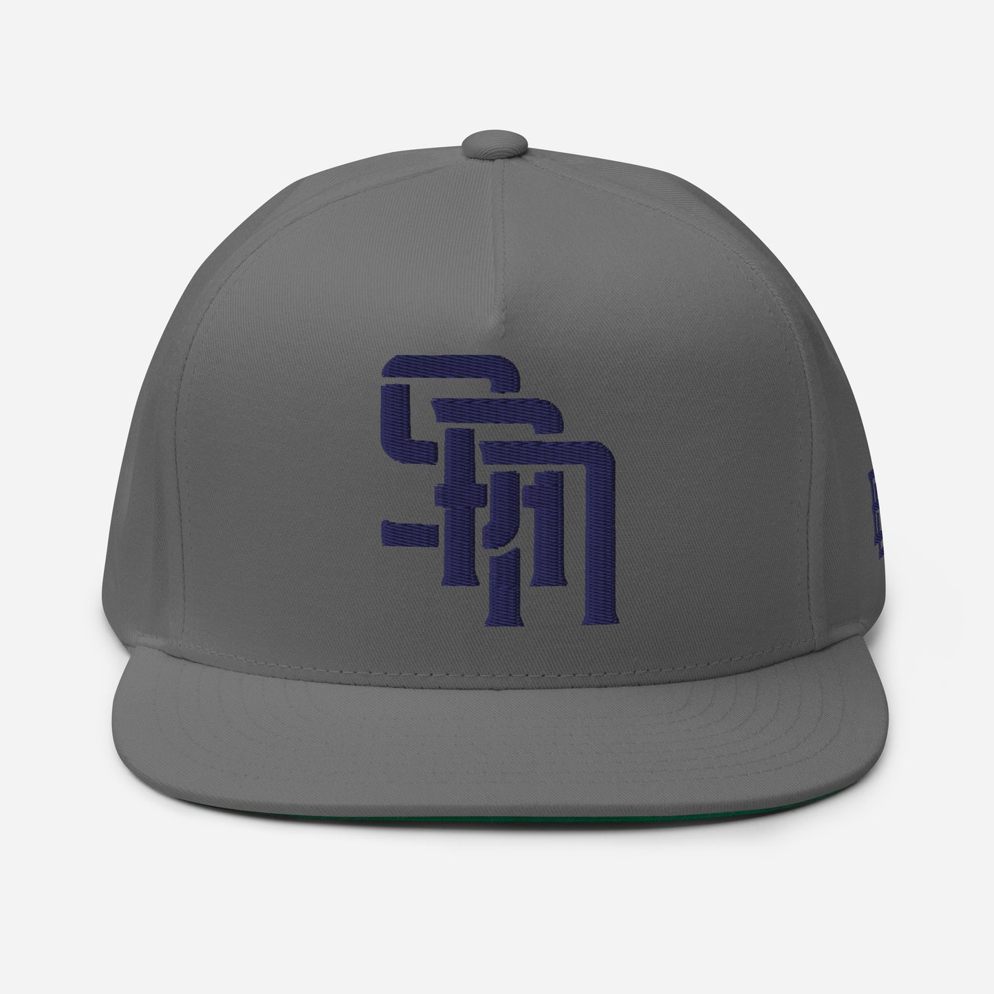 "SAN" Flat Bill Cap | Yupoong 6007 | E Luna Brand SELECT Tricrest 3 Navy Thread Logos: Front, Left & Back [3D Puff Edition]