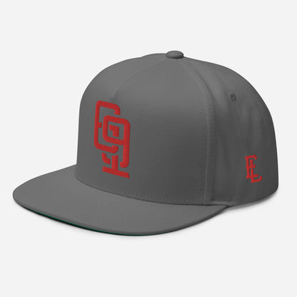 "619" Flat Bill Cap | Yupoong 6007 | E Luna SELECT Tricrest 3 Red Thread Front, Left Side & Back Logos