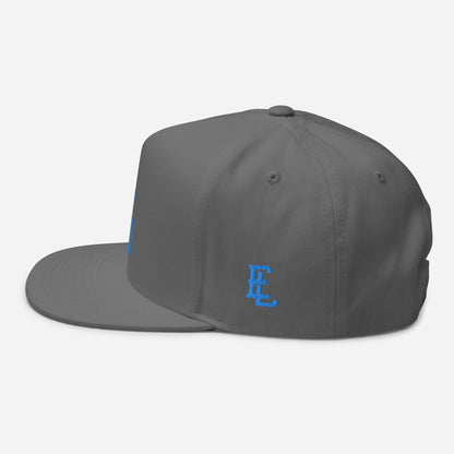 "LOS" Flat Bill Cap | E Luna Brand ESSENTIAL | 2 Aqua/Teal Thread Logos