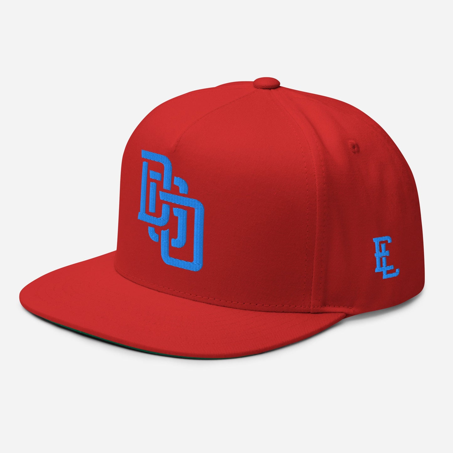 "DGO" Flat Bill Cap | E Luna Brand ESSENTIAL | 2 Aqua/Teal Thread Logos