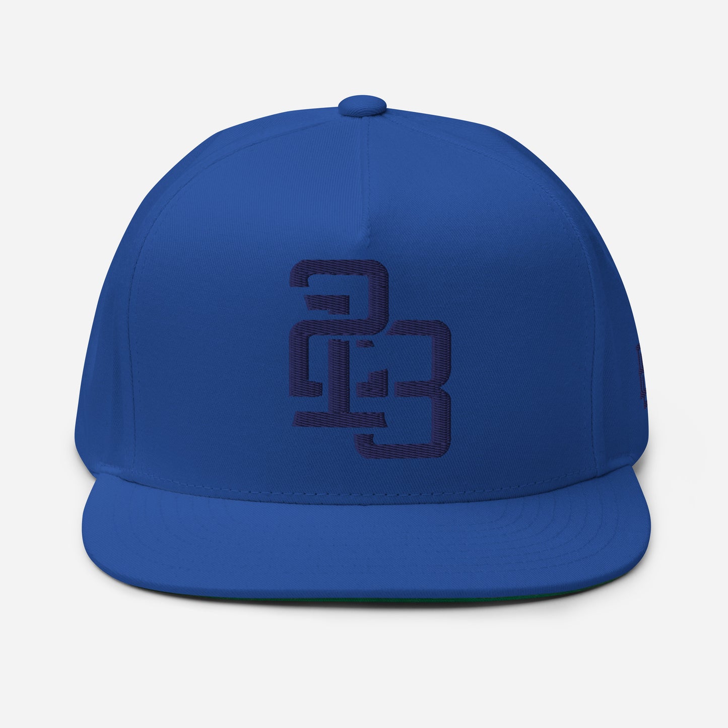 "213" Flat Bill Cap | Yupoong 6007 | E Luna SELECT Tricrest 3 Navy Thread Front, Left Side & Back Logos