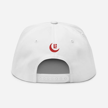 "SAN" Flat Bill Cap | Yupoong 6007 | E Luna Brand PREMIUM Quadcrest 4 Red Thread Logos: Front, Left, Right Signature & Back [3D Puff Edition]