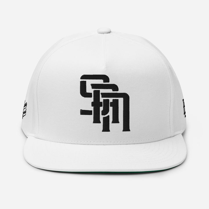 "SAN" Flat Bill Cap | E Luna Brand PREMIUM | 4 Black Thread Logos | 3D Puff Edition
