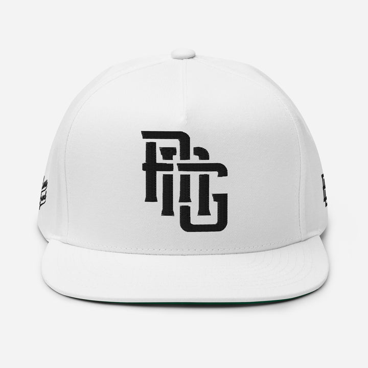 "ANG" Flat Bill Cap | E Luna Brand PREMIUM | 4 Black Thread Logos [3D Puff Edition]