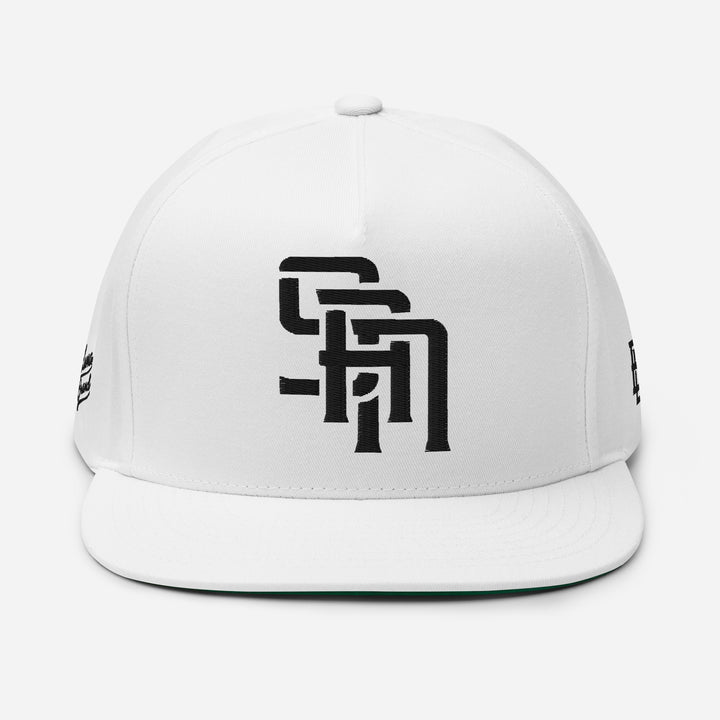 "SAN" 2.0 Flat Bill Cap | E Luna Brand PREMIUM | 4 Black Thread Logos [3D Puff Edition]