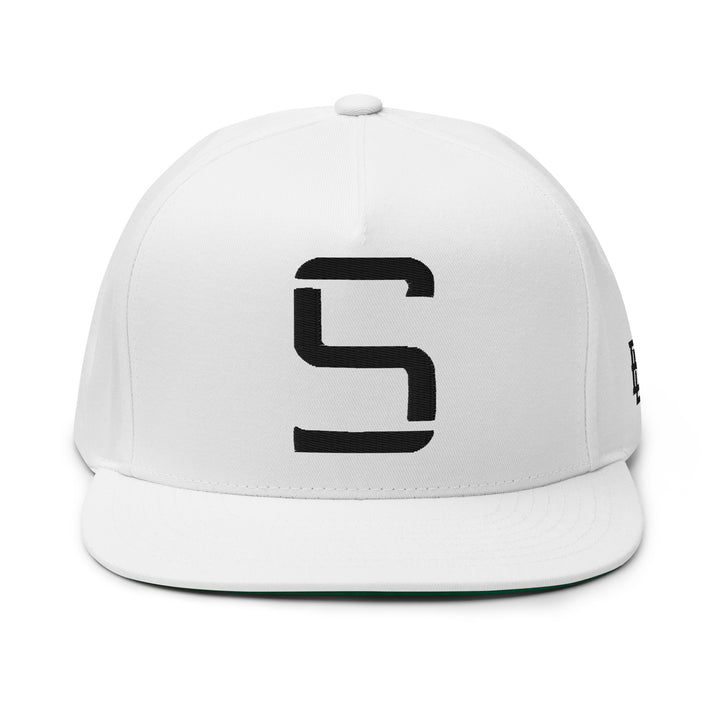 "S" Flat Bill Cap | E Luna Brand ESSENTIAL | 2 Black Thread Logos