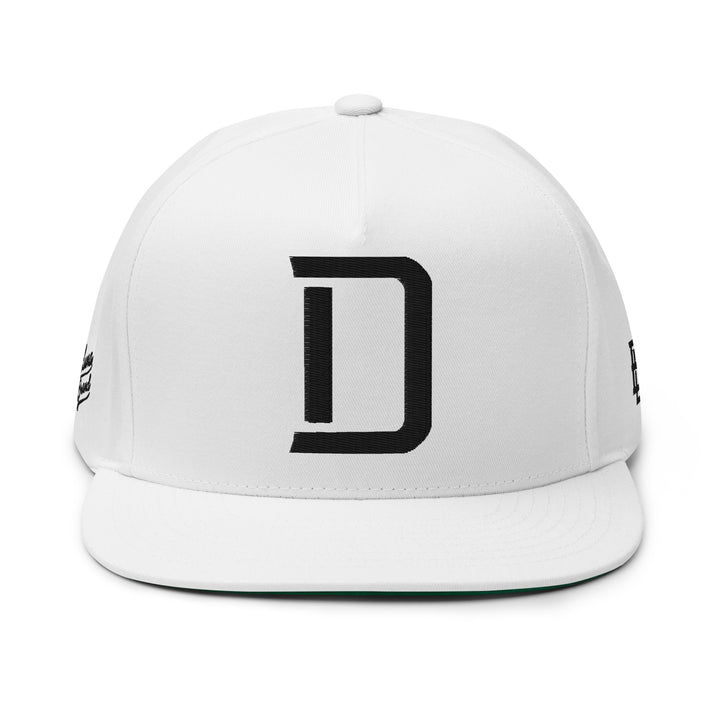 "D" Flat Bill Cap | E Luna Brand PREMIUM | 4 Black Thread Logos | 3D Puff Edition