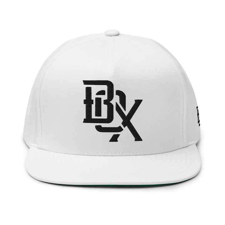 "BOX" Flat Bill Cap | E Luna Brand ESSENTIAL | 2 Black Thread Logos | 3D Puff Edition