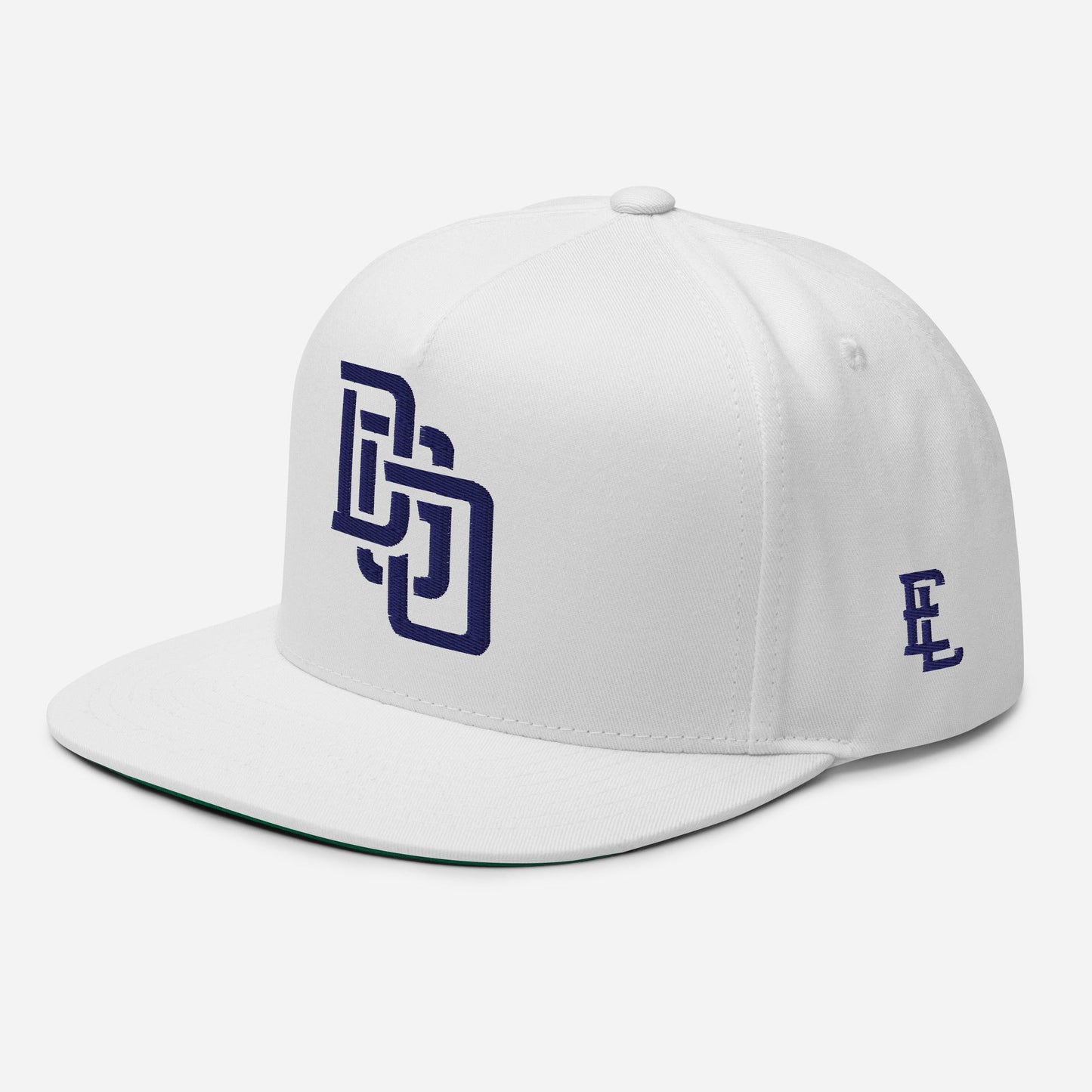 "DGO" Flat Bill Cap | E Luna Brand ESSENTIAL | 2 Navy Thread Logos