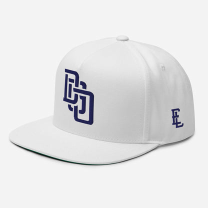 "DGO" Flat Bill Cap | E Luna Brand ESSENTIAL | 2 Navy Thread Logos