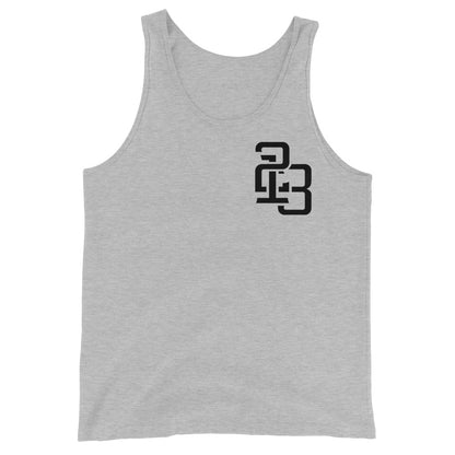 "213" Men’s Staple Tank Top | Bella + Canvas 3480 | 2 Black Logos Including Outside Back Label Logo