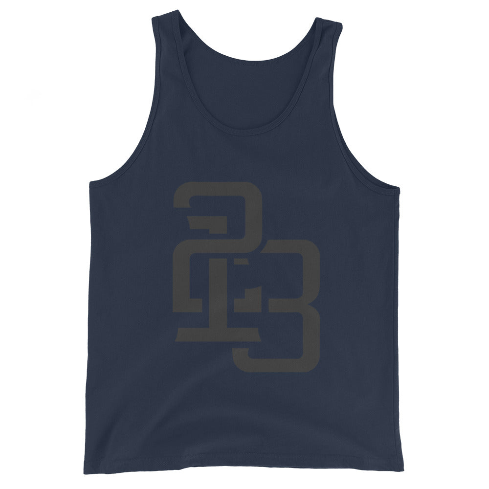 "213" Men’s Staple Tank Top | Bella + Canvas 3480 | 2 Black Logos Including Large Back Logo