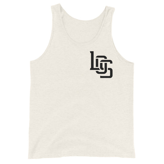 "LOS" Men’s Staple Tank Top | Bella + Canvas 3480 | 2 Black Logos Including Outside Back Label Logo