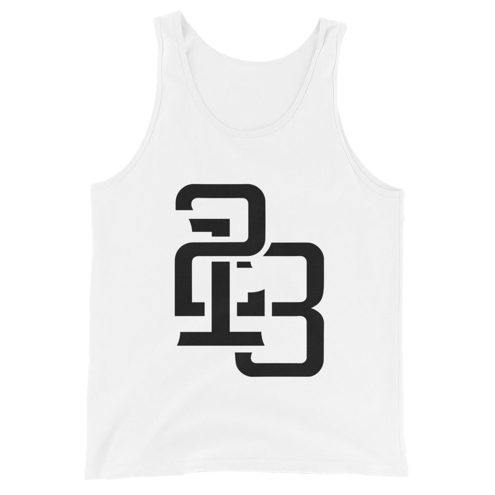 "213" Men’s Staple Tank Top | Bella + Canvas 3480 | 2 Black Logos Including Large Back Logo