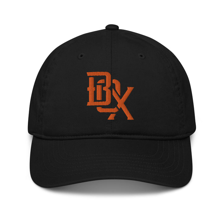 "BOX" Organic Baseball Cap | E Luna Brand ESSENTIAL | 2 Orange Thread Logos