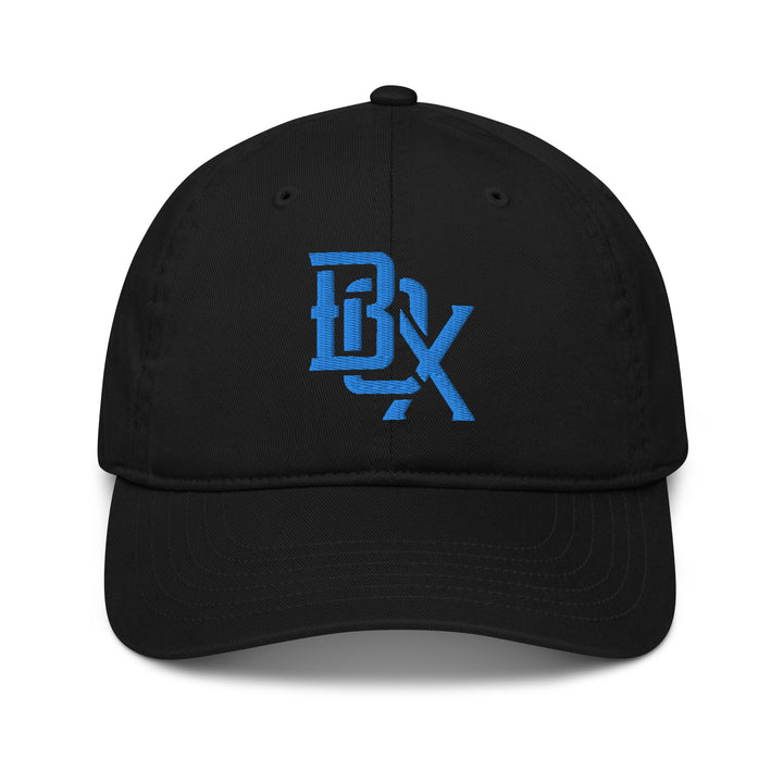 "BOX" Organic Baseball Cap | E Luna Brand ESSENTIAL | 2 Aqua/Teal Thread Logos