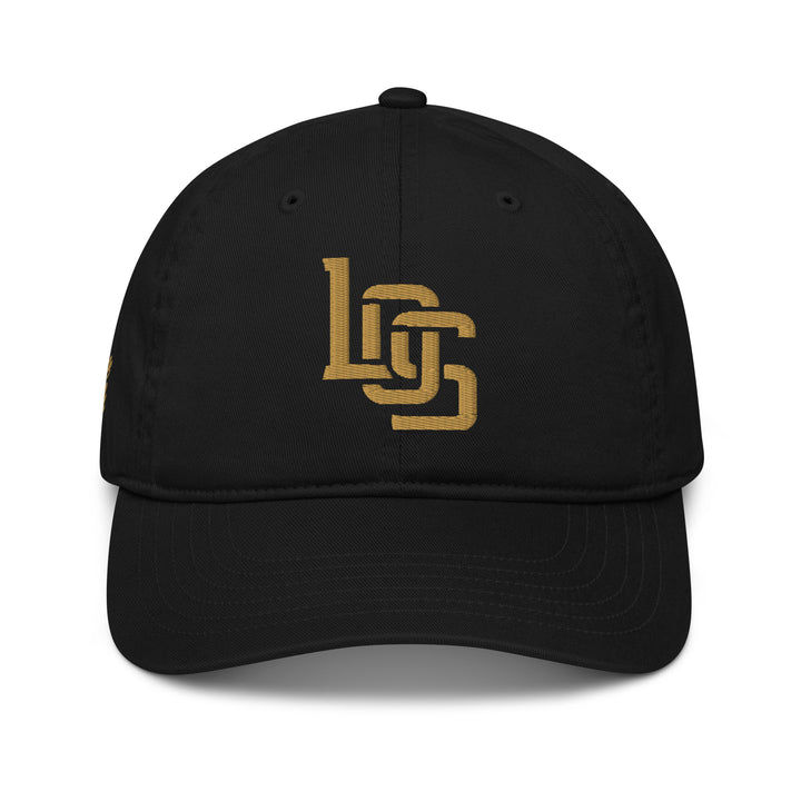 "LOS" Organic Baseball Cap | E Luna Brand PREMIUM | 4 Old Gold Thread Logos [3D Puff Edition]
