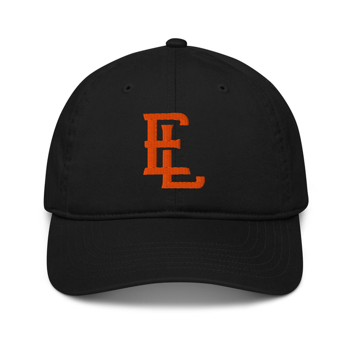 "EL" Organic Baseball Cap | E Luna Brand ESSENTIAL | 2 Orange Thread Logos