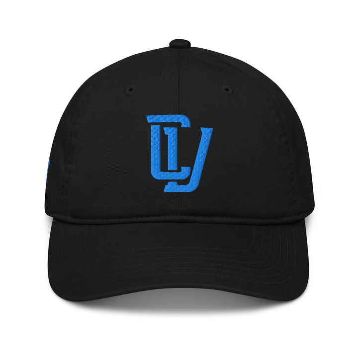"CV" Organic Baseball Cap | E Luna Brand PREMIUM | 4 Aqua/Teal Thread Logos | 3D Puff Edition