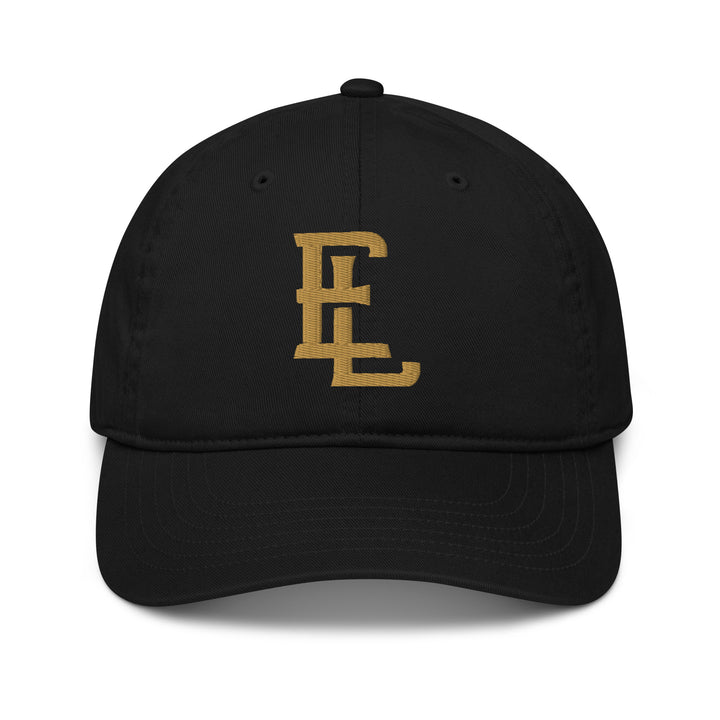 "EL" Organic Baseball Cap | E Luna Brand SELECT | 3 Old Gold Thread Logos | 3D Puff Edition