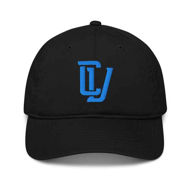 "CV" Organic Baseball Cap | E Luna Brand ESSENTIAL | 2 Aqua/Teal Thread Logos