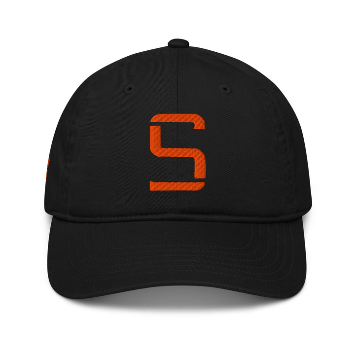 "S" Organic Baseball Cap | E Luna Brand PREMIUM | 4 Orange Thread Logos | 3D Puff Edition