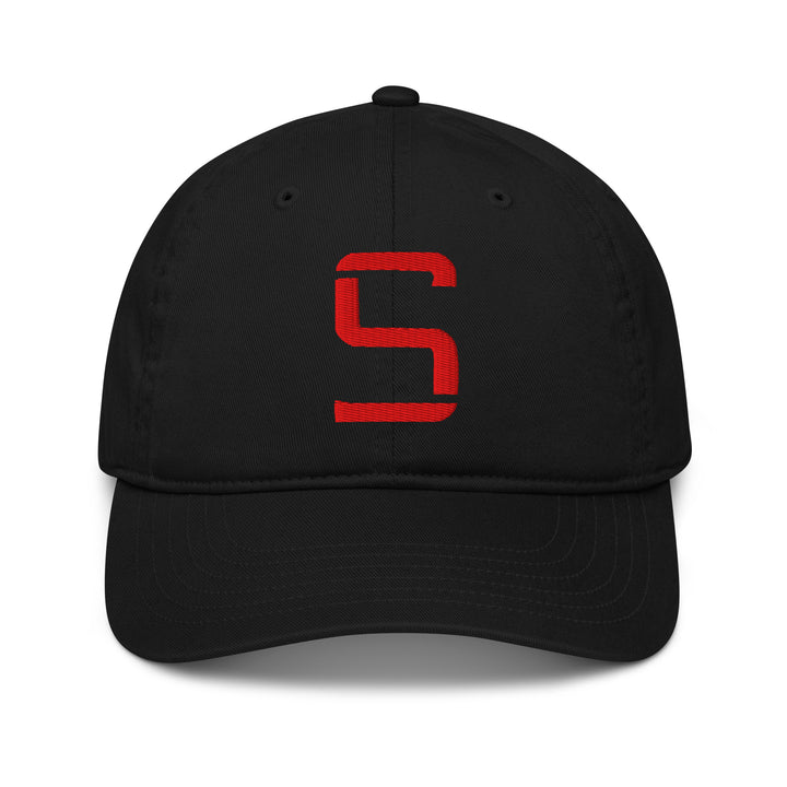 "S" Organic Baseball Cap | E Luna Brand ESSENTIAL | 2 Red Thread Logos | 3D Puff Edition