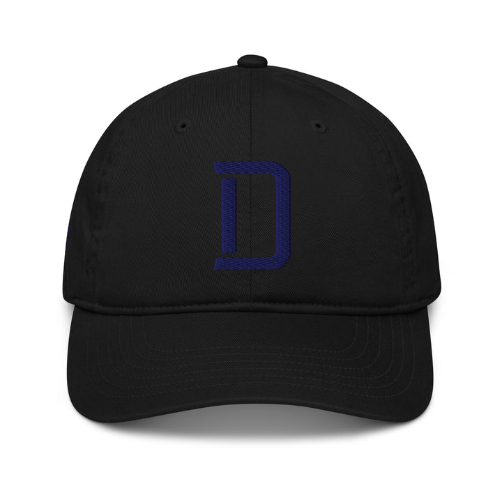 "D" Organic Baseball Cap | E Luna Brand PREMIUM | 4 Navy Thread Logos | 3D Puff Edition