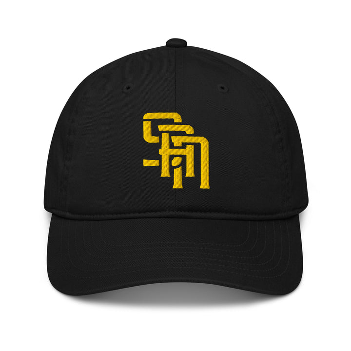 "SAN" 2.0 Organic Baseball Cap | E Luna Brand ESSENTIAL | 2 Gold Thread Logos | 3D Puff Edition