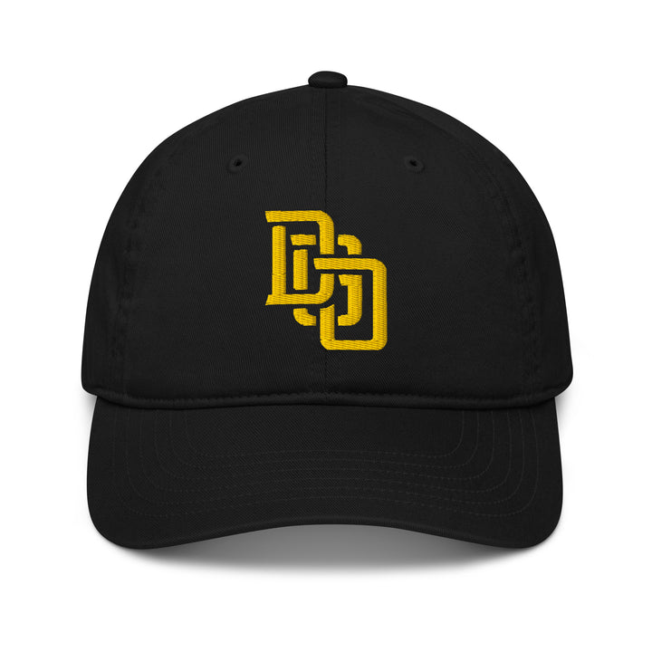 "DGO" Organic Baseball Cap | E Luna Brand ESSENTIAL | 2 Gold Thread Logos | 3D Puff Edition
