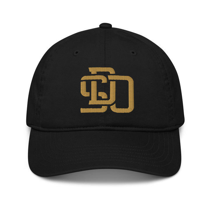 "SDO" Organic Baseball Cap | E Luna Brand SELECT | 3 Old Gold Thread Logos | 3D Puff Edition