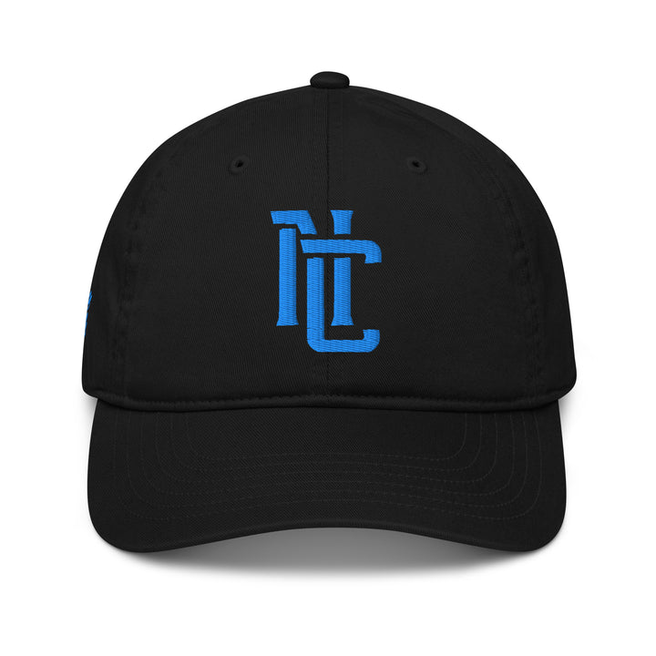 "NC" 2.0 Organic Baseball Cap | E Luna Brand PREMIUM | 4 Aqua/Teal Thread Logos | 3D Puff Edition