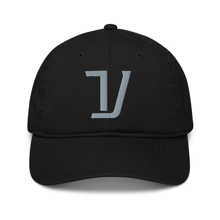 "V" Organic Baseball Cap | E Luna Brand ESSENTIAL | 2 Grey Thread Logos | 3D Puff Edition