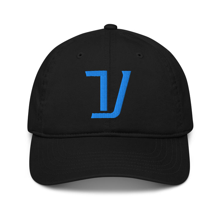 "V" Organic Baseball Cap | E Luna Brand ESSENTIAL | 2 Aqua/Teal Thread Logos | 3D Puff Edition