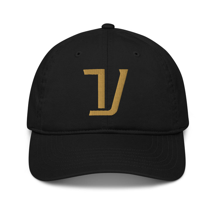 "V" Organic Baseball Cap | E Luna Brand CLASSIC | 1 Old Gold Thread Logo | 3D Puff Edition