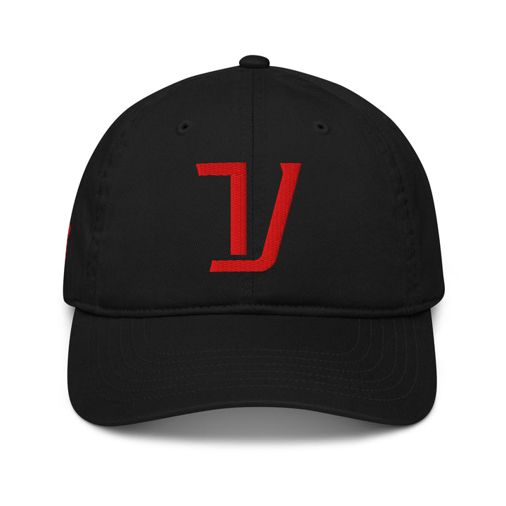 "V" Organic Baseball Cap | E Luna Brand PREMIUM | 4 Red Thread Logos | 3D Puff Edition