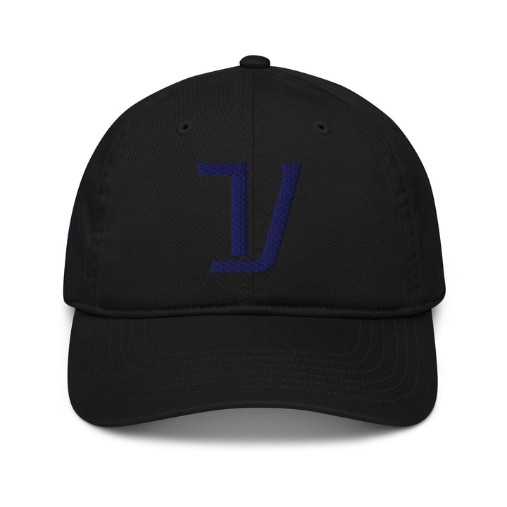 "V" Organic Baseball Cap | E Luna Brand PREMIUM | 4 Navy Thread Logos | 3D Puff Edition