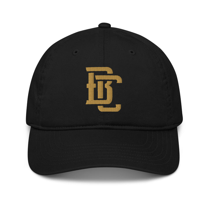 "BC" Organic Baseball Cap | E Luna Brand SELECT | 3 Old Gold Thread Logos | 3D Puff Edition