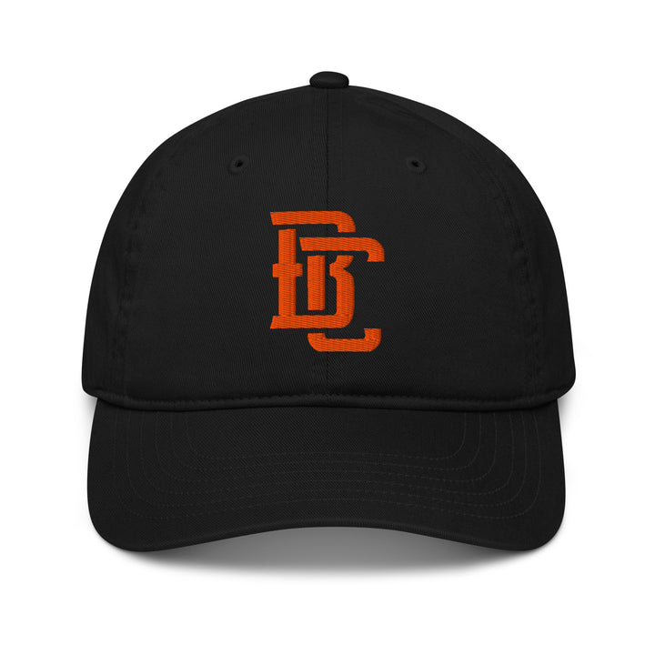 "BC" Organic Baseball Cap | E Luna Brand SELECT | 3 Orange Thread Logos | 3D Puff Edition