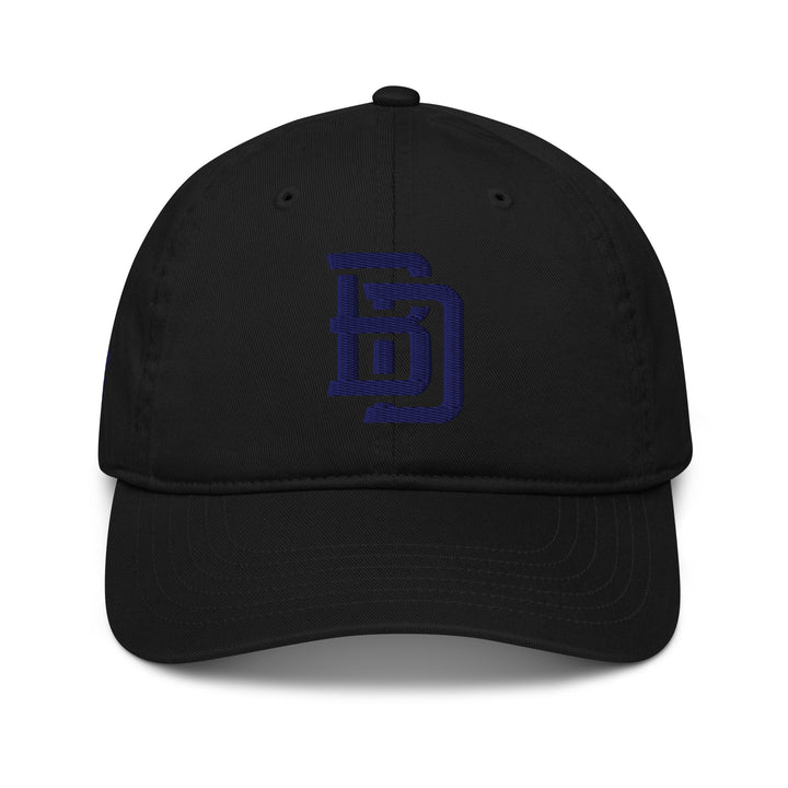 "BD" Organic Baseball Cap | E Luna Brand PREMIUM | 4 Navy Thread Logos | 3D Puff Edition