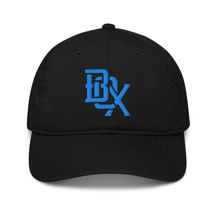 "BOX" Organic Baseball Cap | E Luna Brand ESSENTIAL | 2 Aqua/Teal Thread Logos | 3D Puff Edition