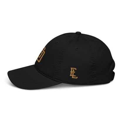 "DGO" Organic Baseball Cap | Econscious EC7000 | E Luna SELECT Tricrest 3 Old Gold Thread Front, Left Side & Back Logos