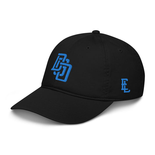 "DGO" Organic Baseball Cap | Econscious EC7000 | E Luna SELECT Tricrest 3 Aqua/Teal Thread Front, Left Side & Back Logos