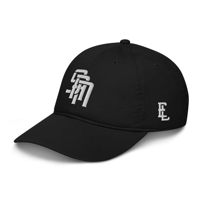 "SAN" Organic Baseball Cap | Econscious EC7000 | E Luna Brand PREMIUM Quadcrest 4 White Thread Logos: Front, Left, Right Signature & Back [3D Puff Edition]