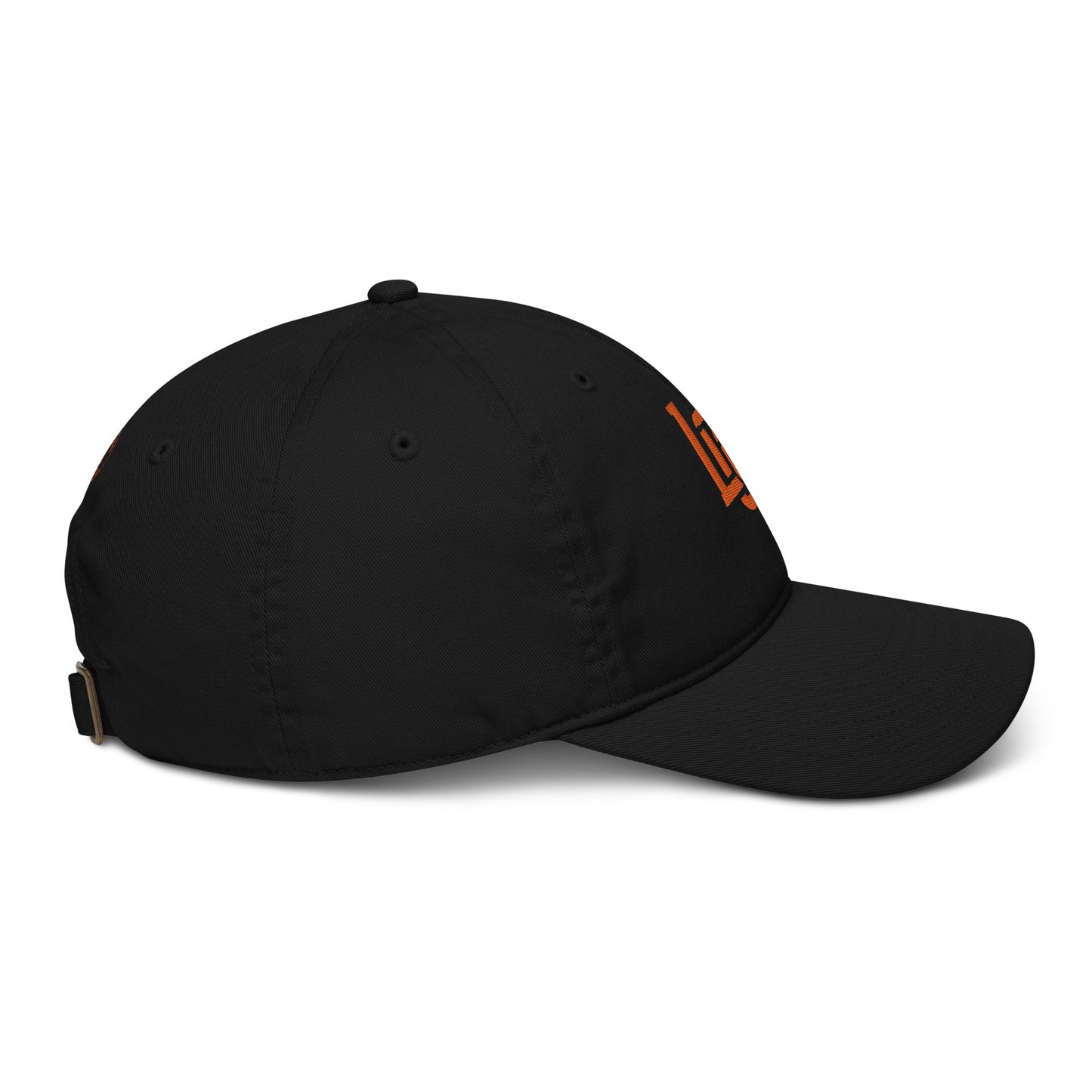 "LOS" Organic Baseball Cap | Econscious EC7000 | E Luna SELECT Tricrest 3 Orange Thread Front, Left Side & Back Logos