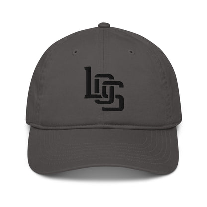 "LOS" Organic Baseball Cap | Econscious EC7000 | E Luna ESSENTIAL Duocrest 2 Black Thread Front & Left Side Logos