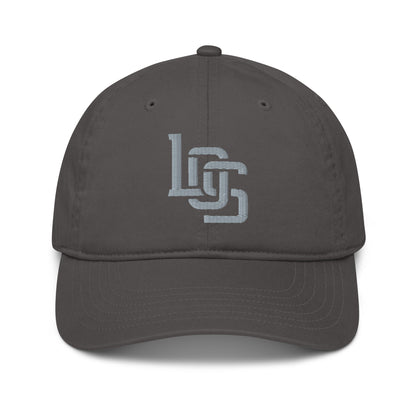 "LOS" Organic Baseball Cap | Econscious EC7000 | E Luna ESSENTIAL Duocrest 2 Grey Thread Front & Left Side Logos