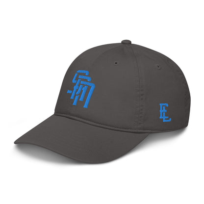 "SAN" Organic Baseball Cap | Econscious EC7000 | E Luna Brand ESSENTIAL Duocrest 2 Aqua/Teal Thread Logos: Front & Left