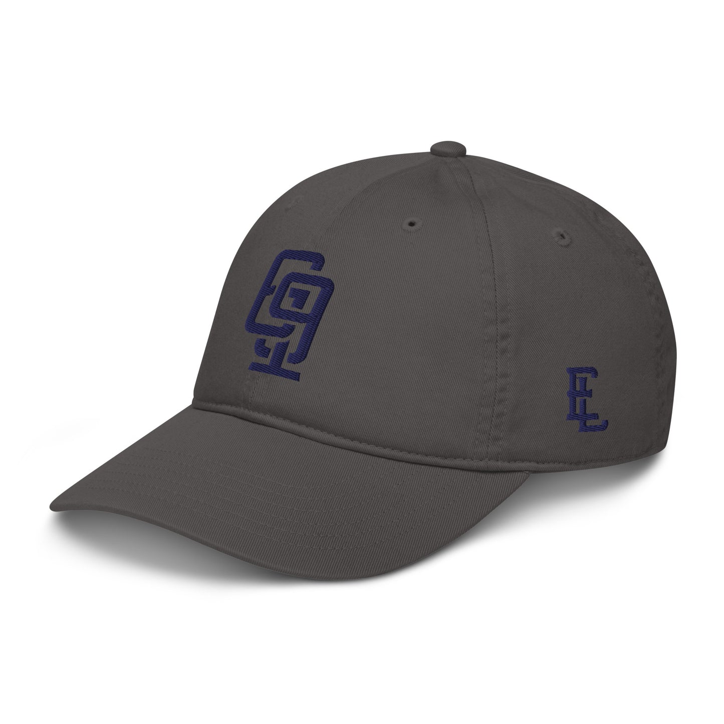 "619" Organic Baseball Cap | E Luna Brand ESSENTIAL | 2 Navy Thread Logos